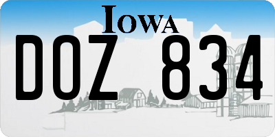 IA license plate DOZ834