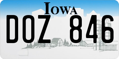 IA license plate DOZ846