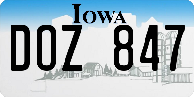 IA license plate DOZ847