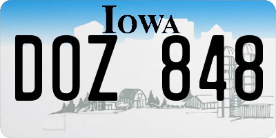 IA license plate DOZ848
