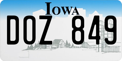 IA license plate DOZ849