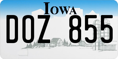 IA license plate DOZ855