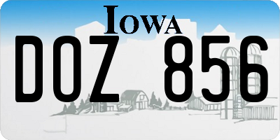 IA license plate DOZ856