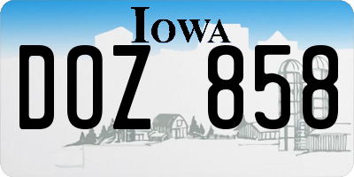 IA license plate DOZ858