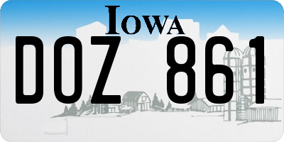 IA license plate DOZ861