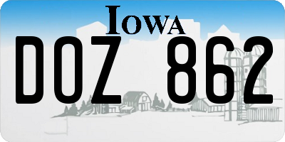 IA license plate DOZ862