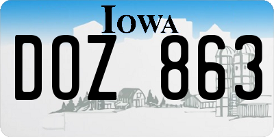 IA license plate DOZ863
