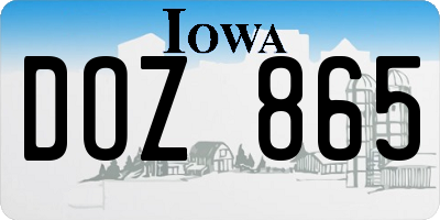 IA license plate DOZ865