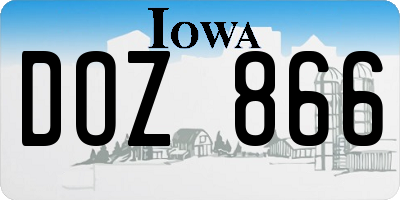 IA license plate DOZ866