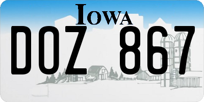 IA license plate DOZ867