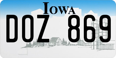 IA license plate DOZ869