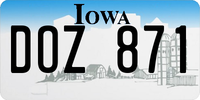 IA license plate DOZ871