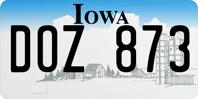 IA license plate DOZ873