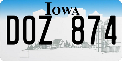 IA license plate DOZ874