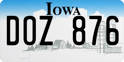 IA license plate DOZ876