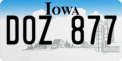 IA license plate DOZ877