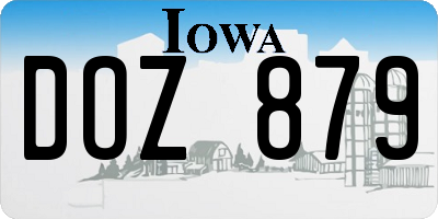 IA license plate DOZ879