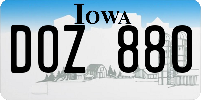 IA license plate DOZ880