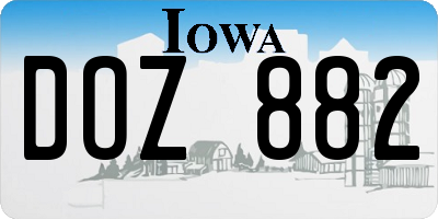 IA license plate DOZ882