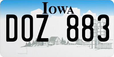 IA license plate DOZ883