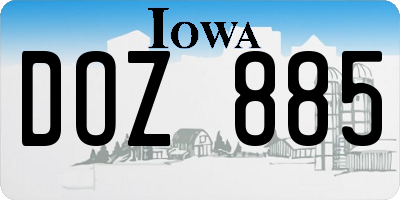 IA license plate DOZ885
