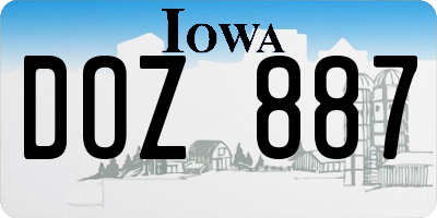 IA license plate DOZ887