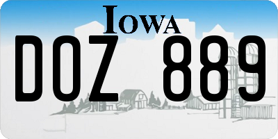 IA license plate DOZ889