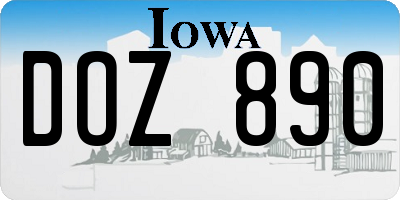 IA license plate DOZ890