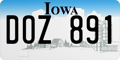 IA license plate DOZ891