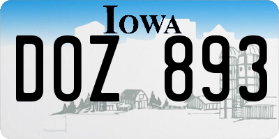 IA license plate DOZ893
