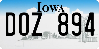 IA license plate DOZ894