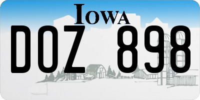 IA license plate DOZ898