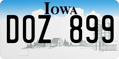IA license plate DOZ899