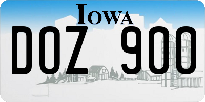 IA license plate DOZ900