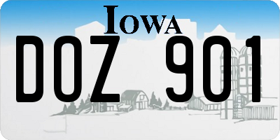 IA license plate DOZ901