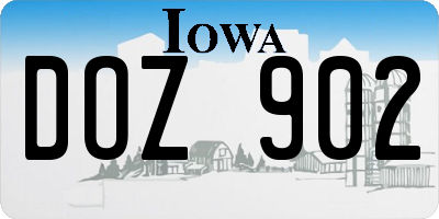 IA license plate DOZ902
