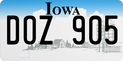 IA license plate DOZ905
