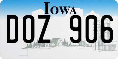 IA license plate DOZ906