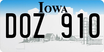 IA license plate DOZ910