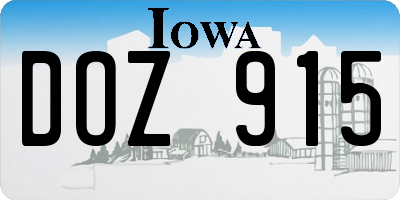 IA license plate DOZ915
