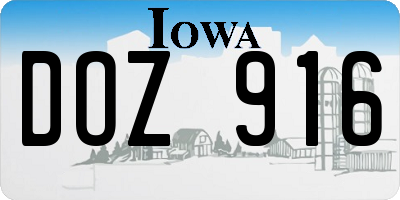 IA license plate DOZ916