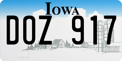 IA license plate DOZ917