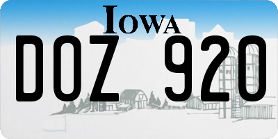 IA license plate DOZ920