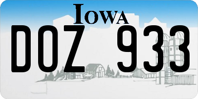 IA license plate DOZ933