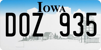 IA license plate DOZ935