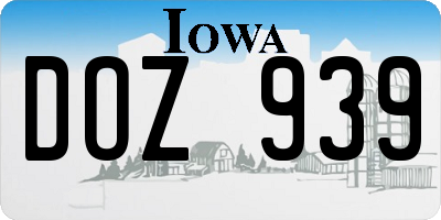 IA license plate DOZ939