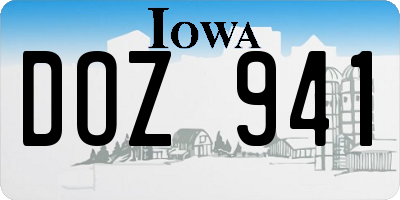 IA license plate DOZ941