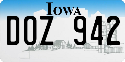 IA license plate DOZ942