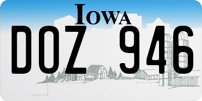 IA license plate DOZ946
