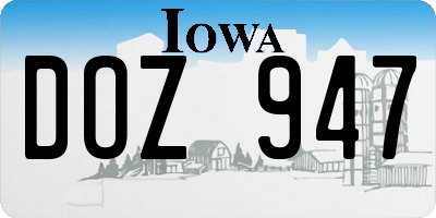 IA license plate DOZ947